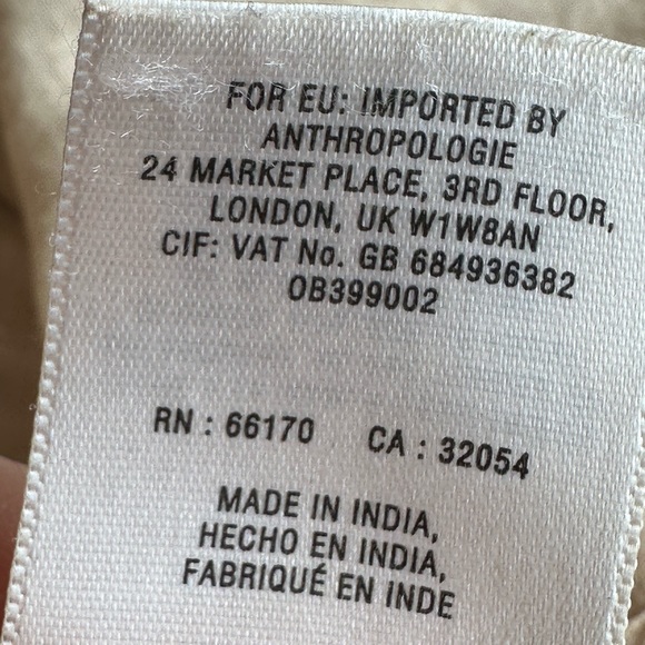 Anthropology Holding Horses CottonTan Blouse Sleeves shoulder & Back Lace SZ XS - Picture 12 of 16